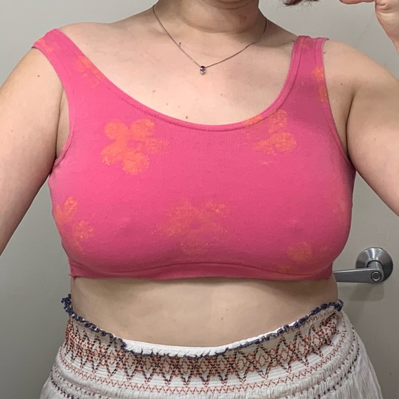 Hot Pink Cotton Vintage Sports Bra - Picture 1 of 4